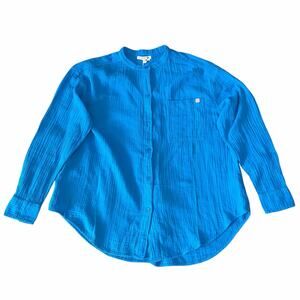 Sundry Women's Button Up Tunic Top Size 1/Small Blue Oversized Minimalist NWT